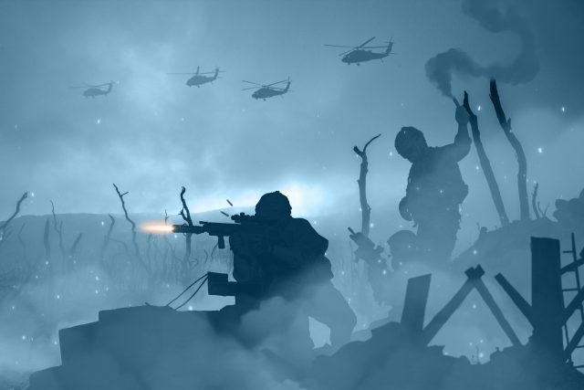 war-conflict-landscape-with-soldiers-fighting